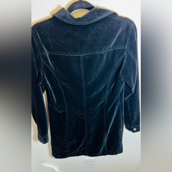 GAP Black Velvet Button Up Tailored Blazer Jacket Collar Size‎ 8 Preppy - Picture 6 of 9
